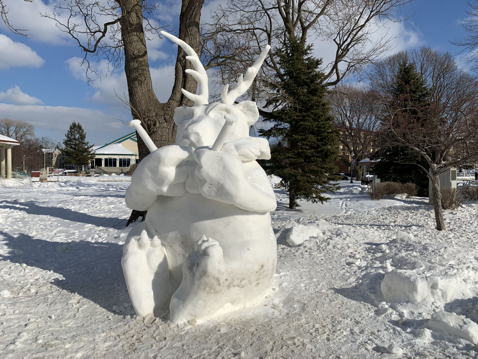 Visitors to Flat Iron Park were still able to view the "Ice Cold Craft Beer" sculpture last week